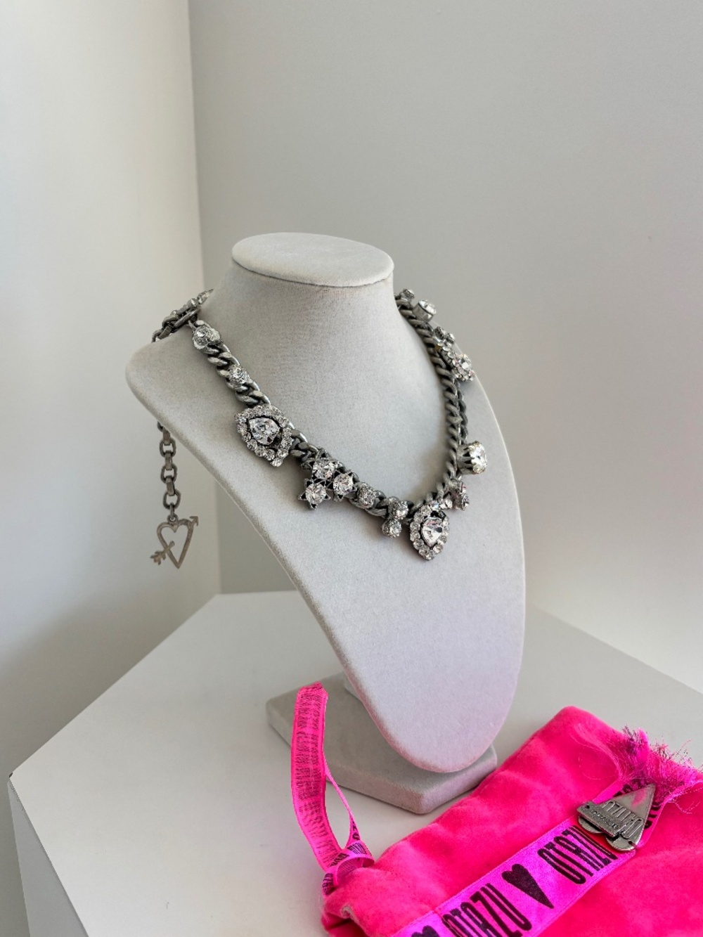 Rodrigo Otazu Asymmetrical Hand Soldered Crystal & Silver Necklace